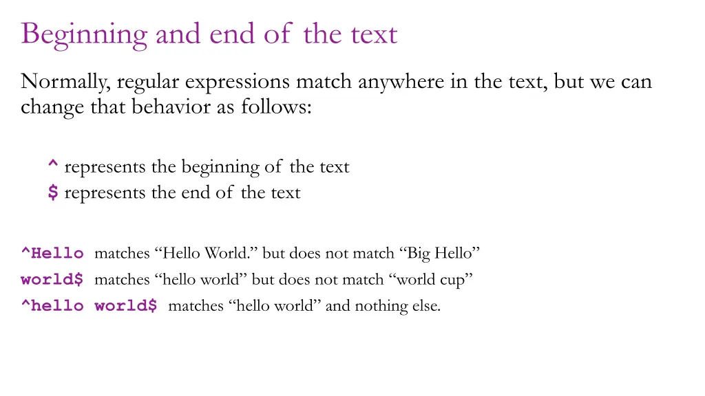 beginning and end of the text