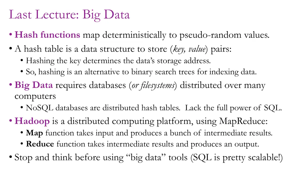 last lecture big data