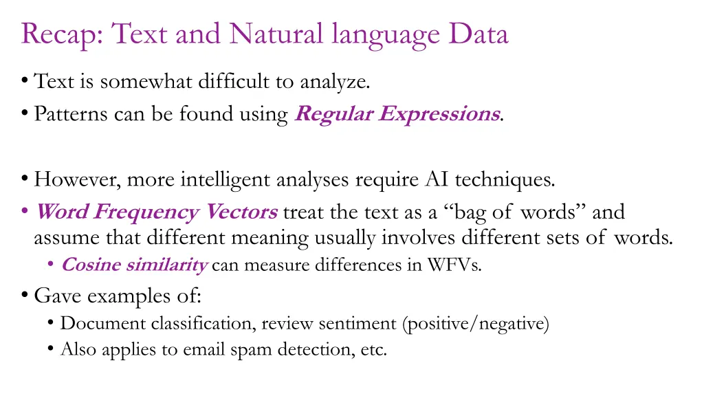 recap text and natural language data