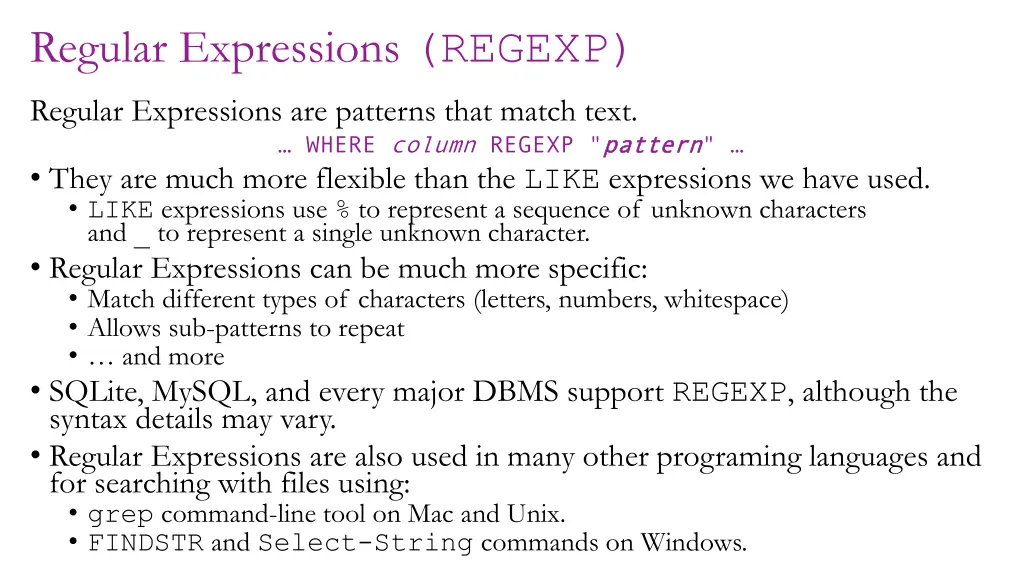 regular expressions regexp