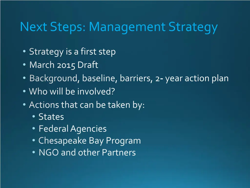 next steps management strategy