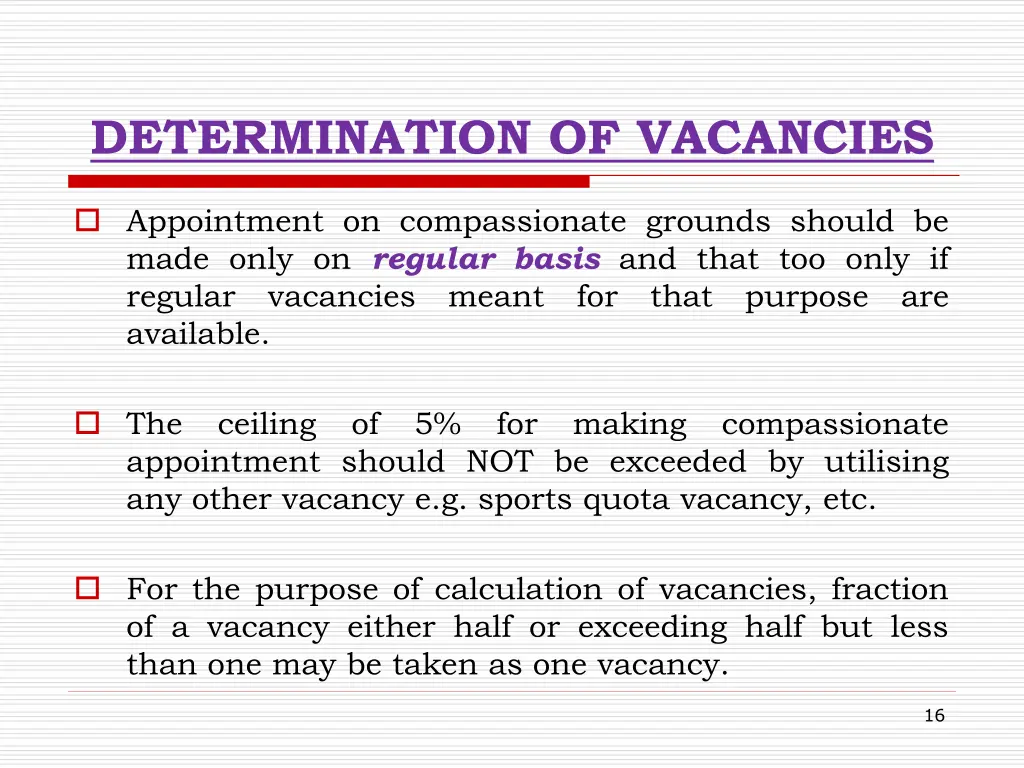 determination of vacancies 1