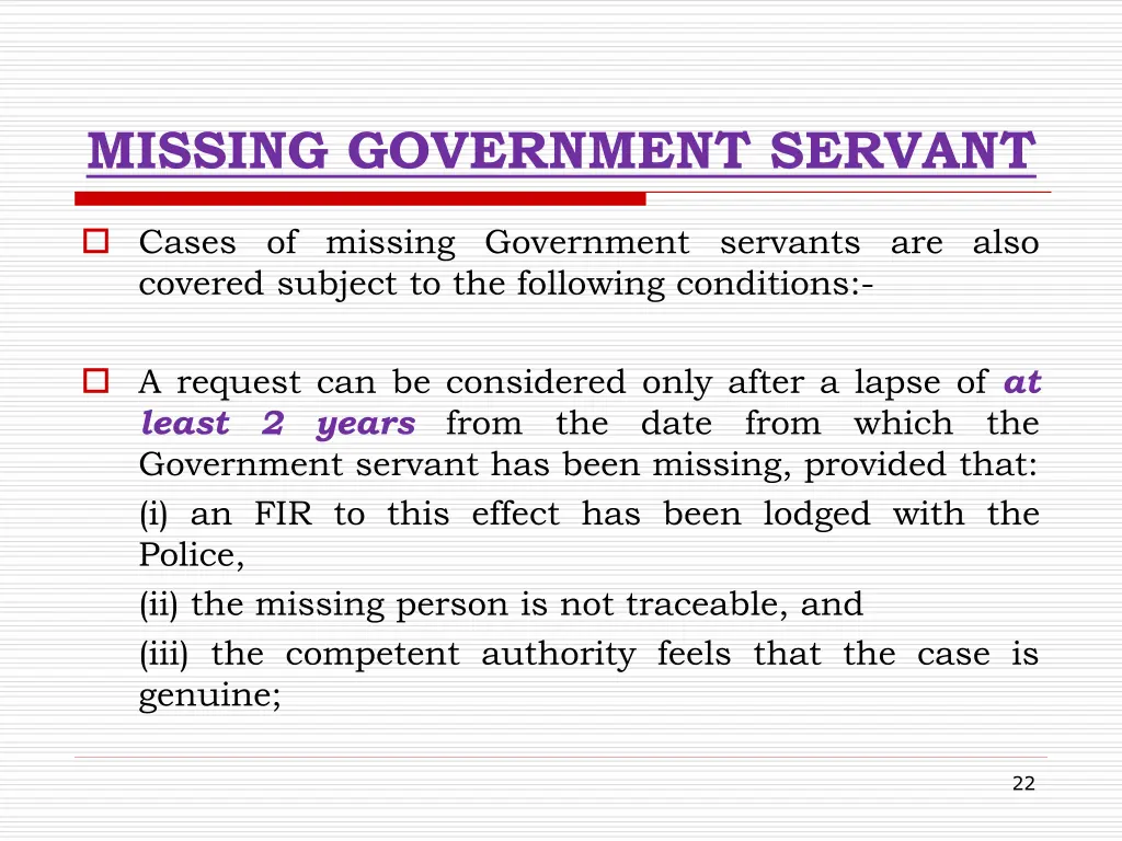 missing government servant