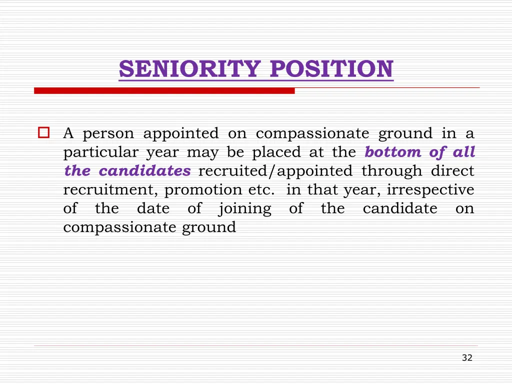 seniority position