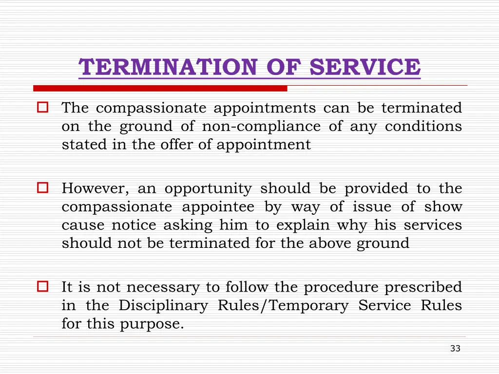 termination of service