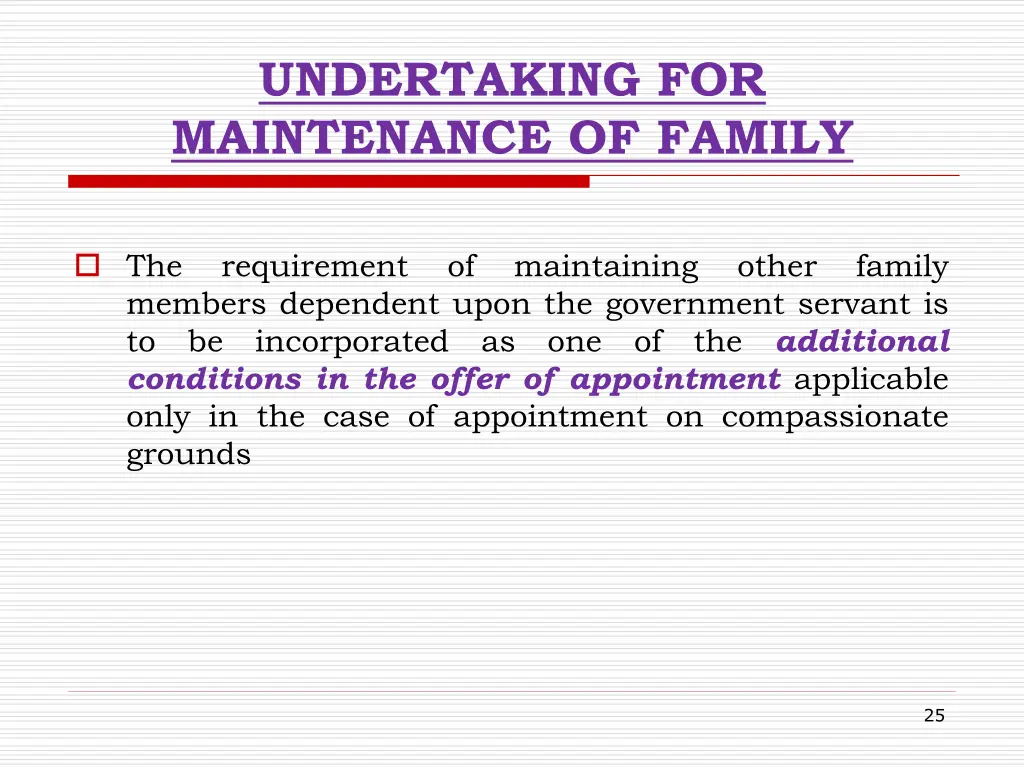 undertaking for maintenance of family 1