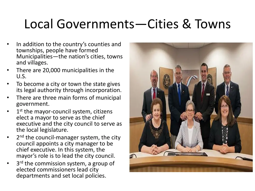 local governments cities towns