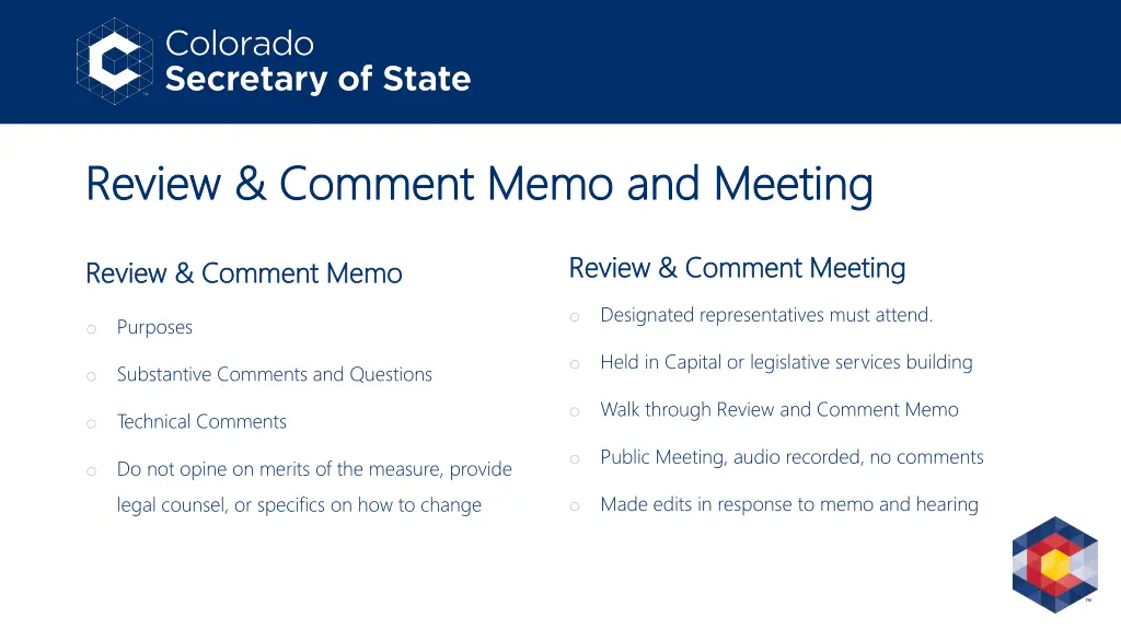 review comment memo and meeting review comment