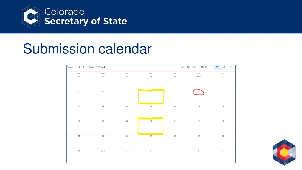 submission calendar