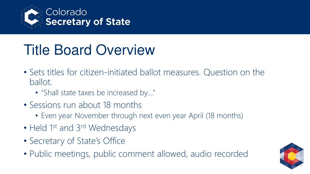 title board overview