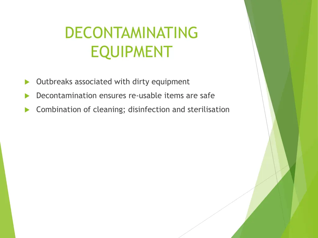 decontaminating equipment