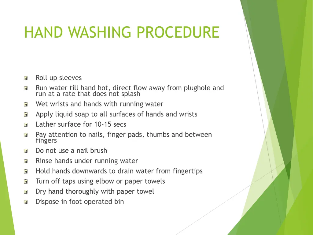 hand washing procedure