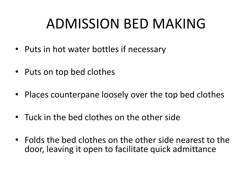 admission bed making 1