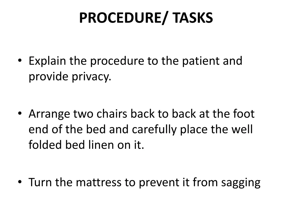 procedure tasks