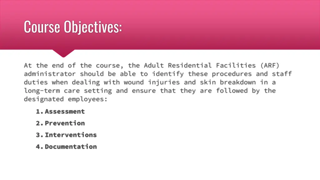 course objectives