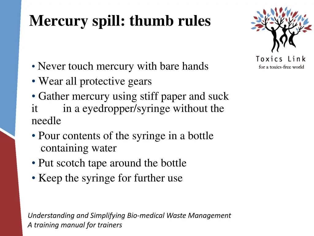 mercury spill thumb rules