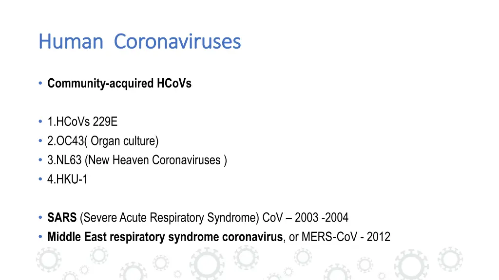 human coronaviruses human coronaviruses