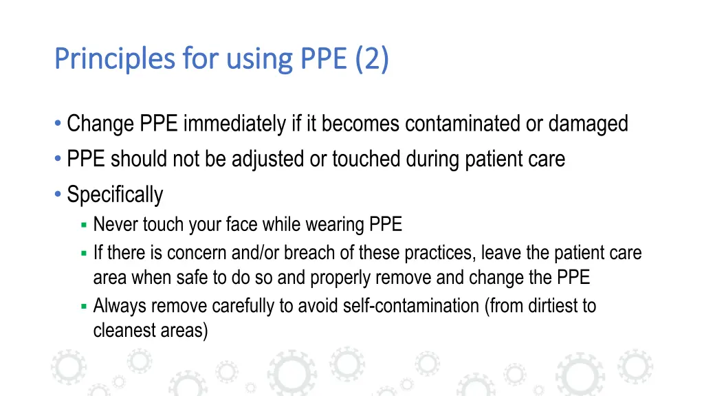 principles for using ppe 2 principles for using