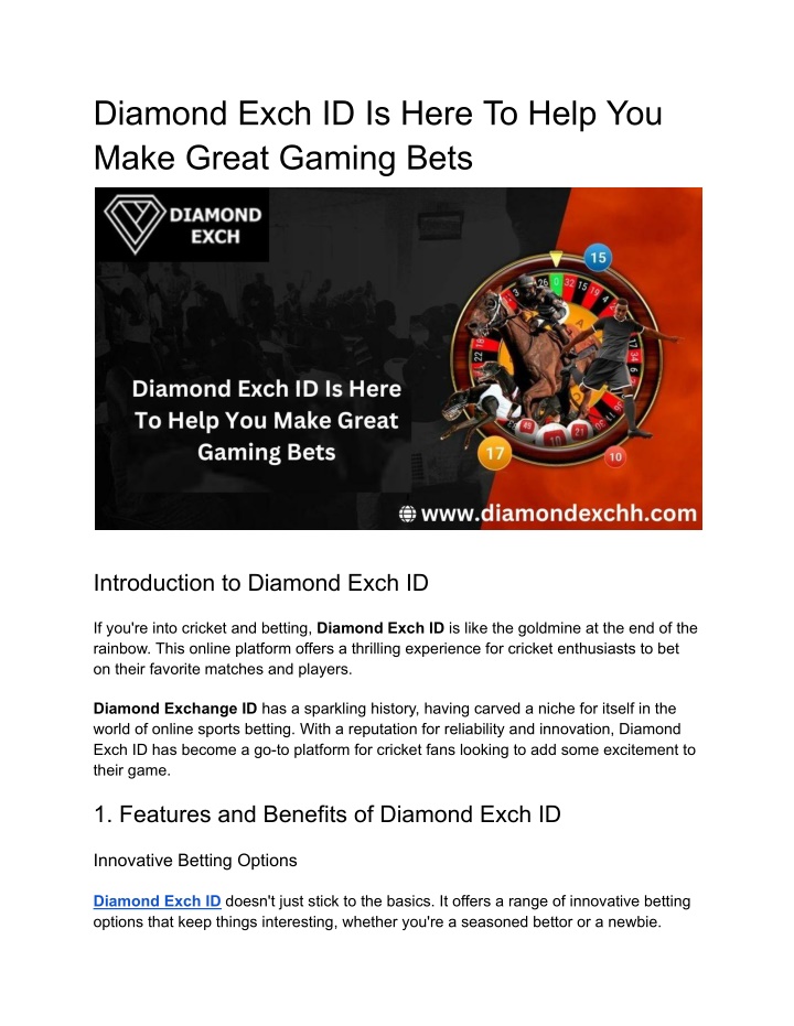 diamond exch id is here to help you make great