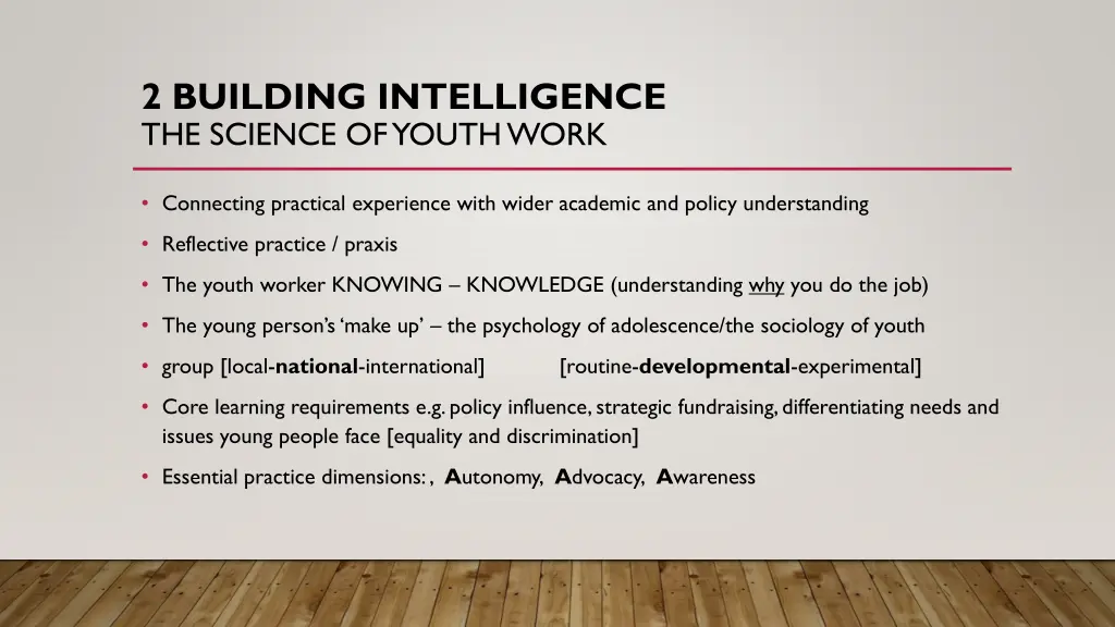 2 building intelligence the science of youth work