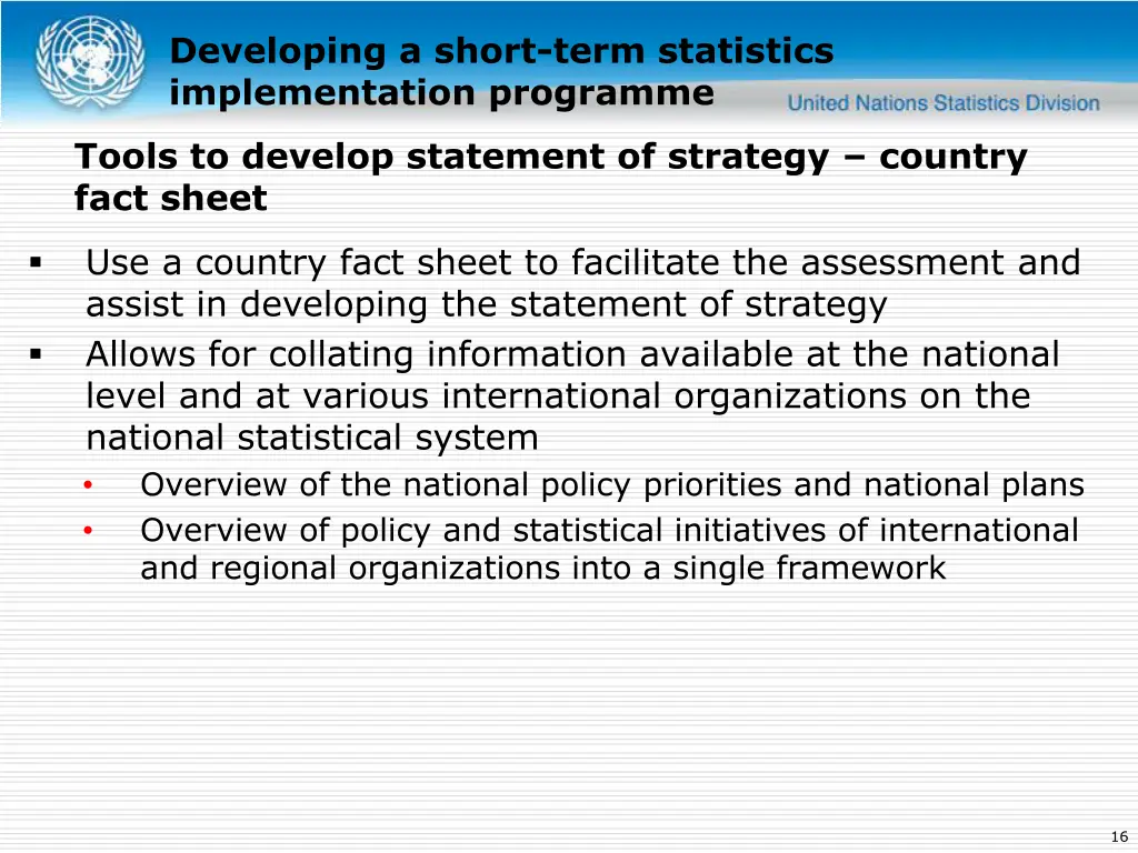 developing a short term statistics implementation 10