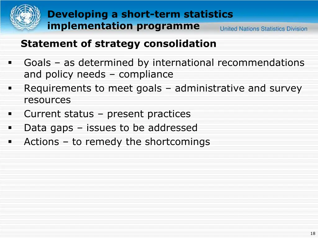 developing a short term statistics implementation 12