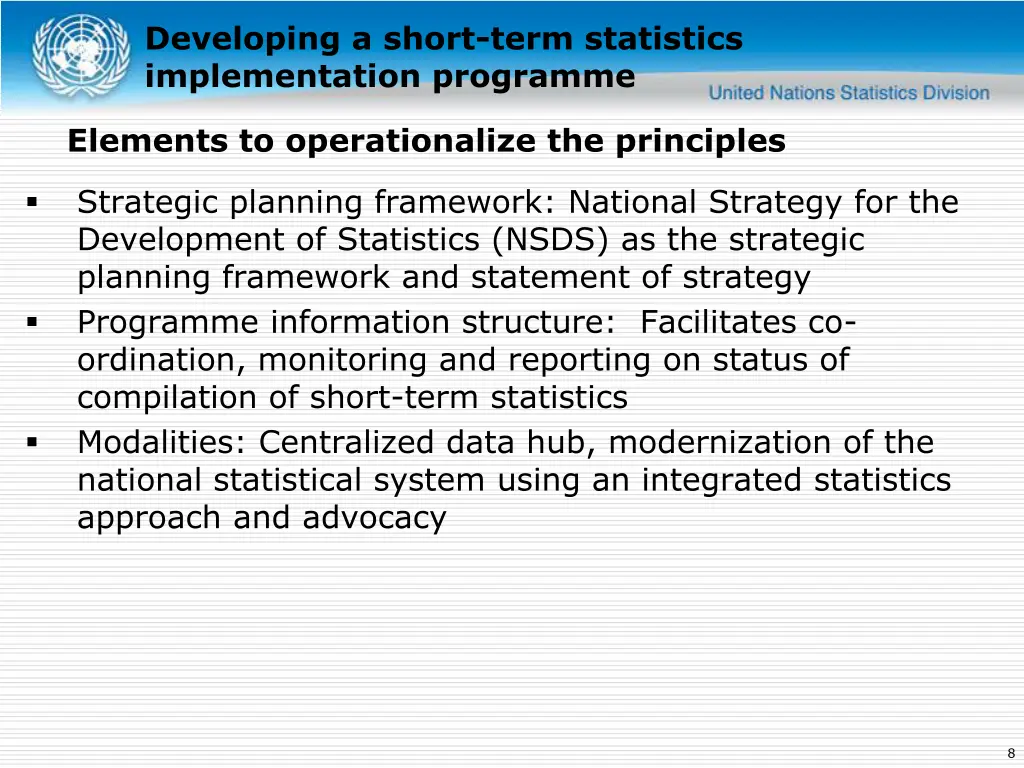 developing a short term statistics implementation 2