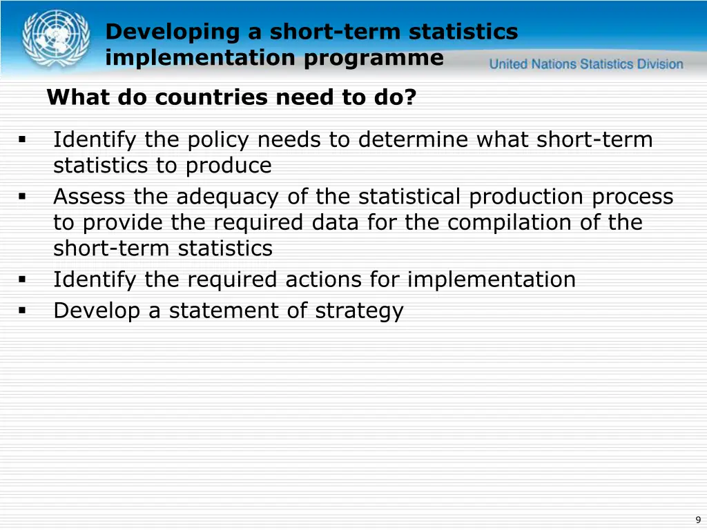 developing a short term statistics implementation 3