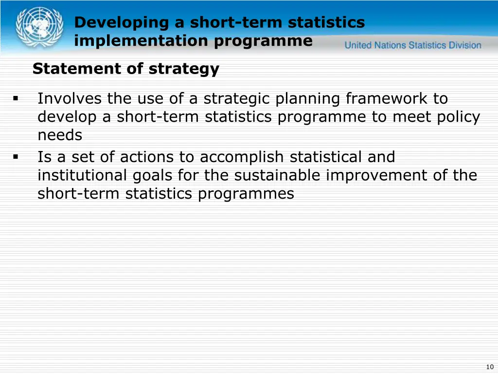 developing a short term statistics implementation 4