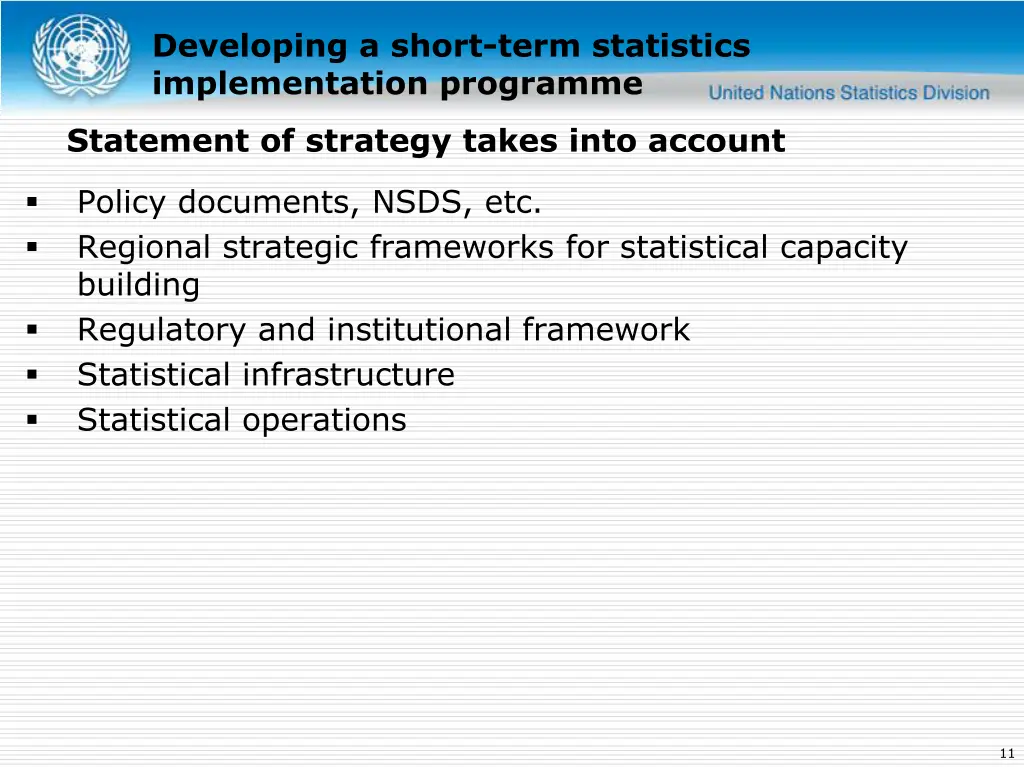 developing a short term statistics implementation 5