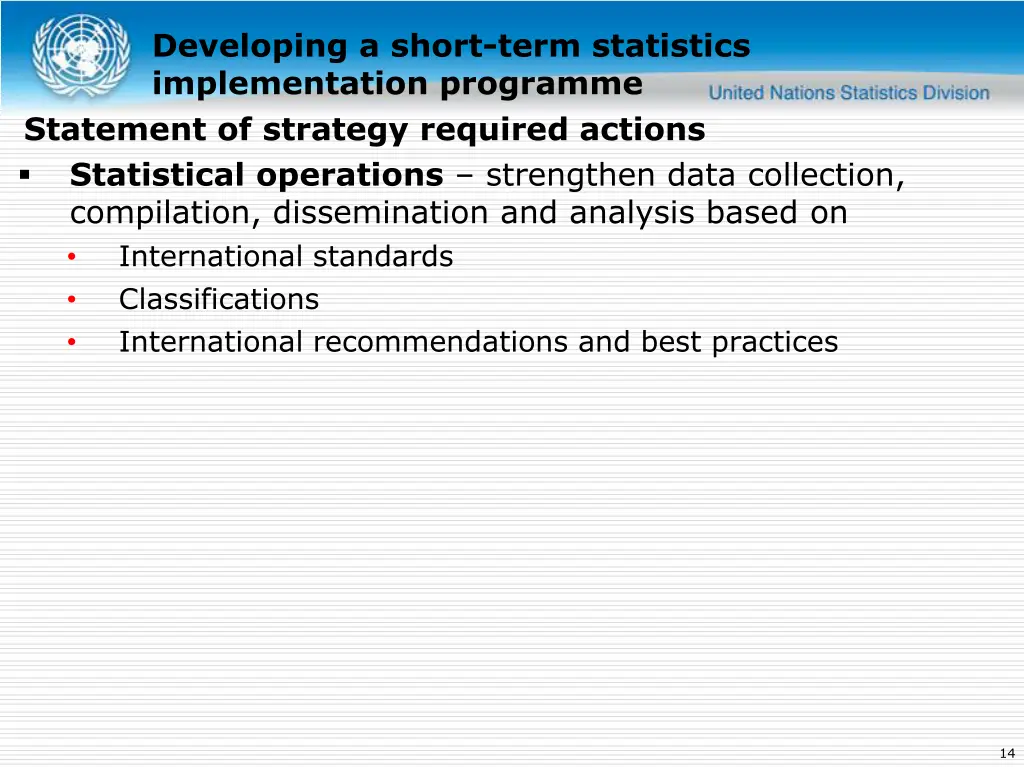 developing a short term statistics implementation 8