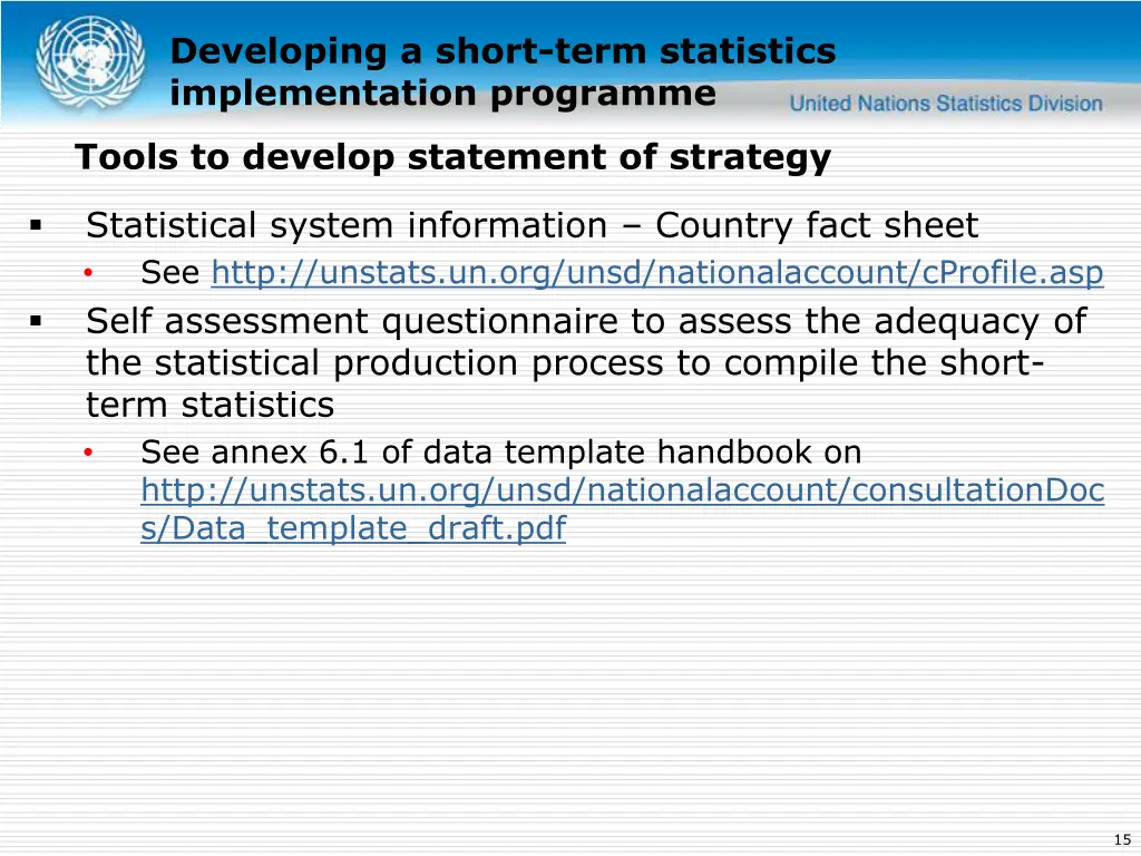 developing a short term statistics implementation 9