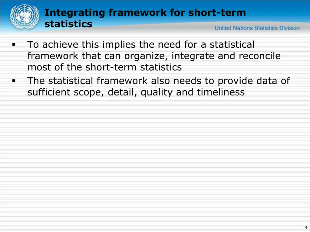 integrating framework for short term statistics 1