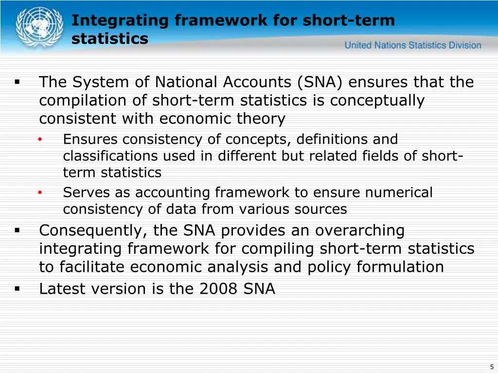 integrating framework for short term statistics 2