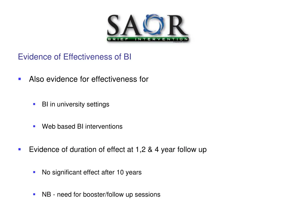 evidence of effectiveness of bi 1