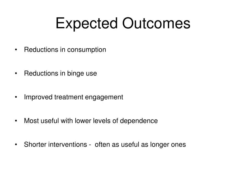 expected outcomes