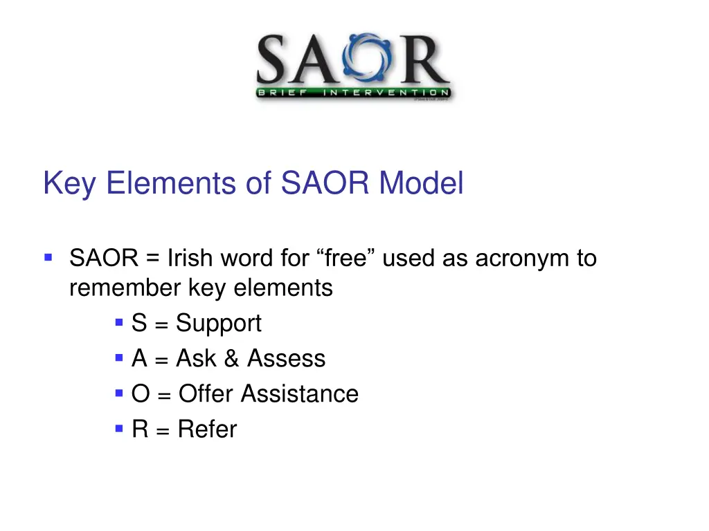 key elements of saor model