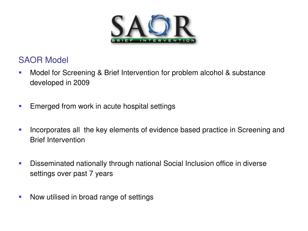 saor model model for screening brief intervention