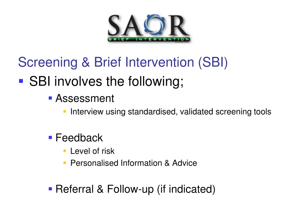 screening brief intervention sbi sbi involves