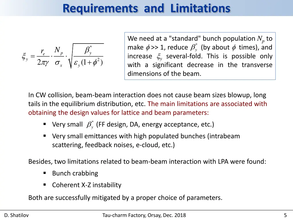 requirements and limitations