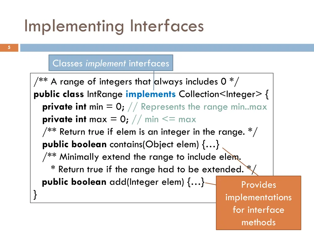 implementing interfaces