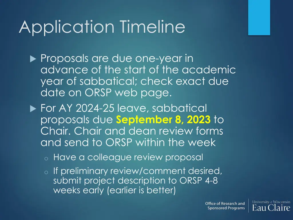 application timeline