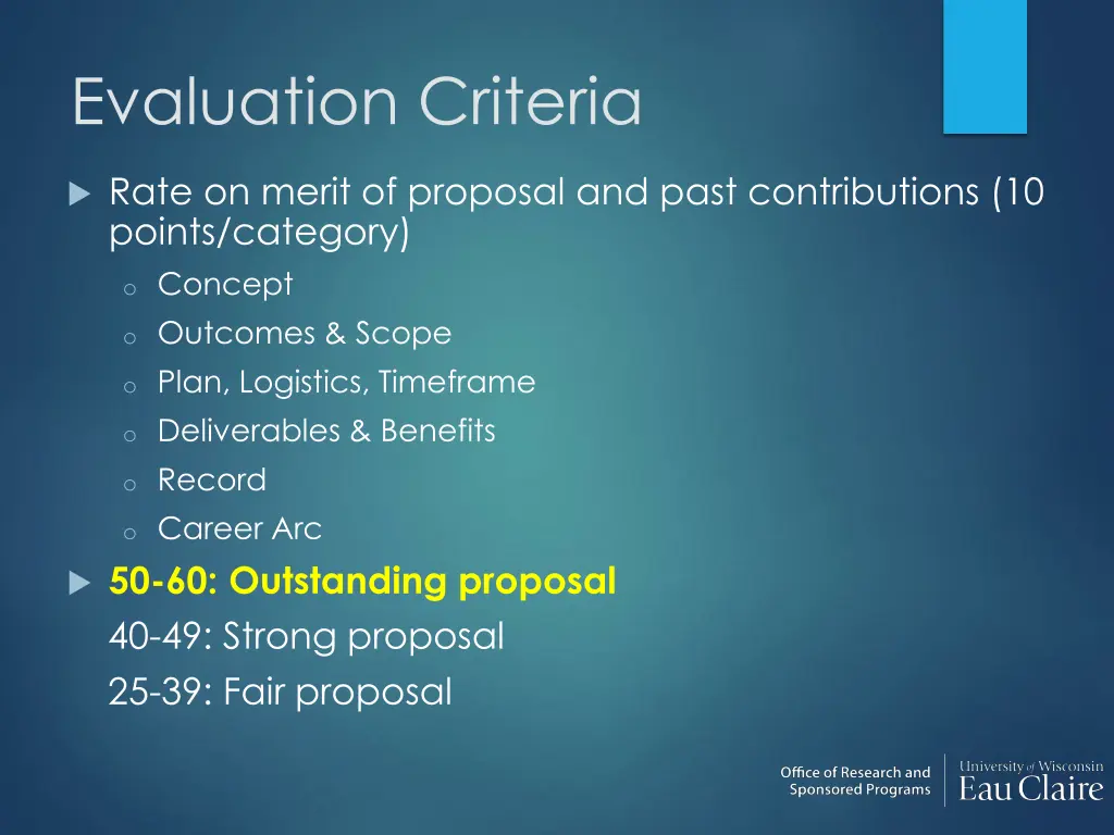 evaluation criteria