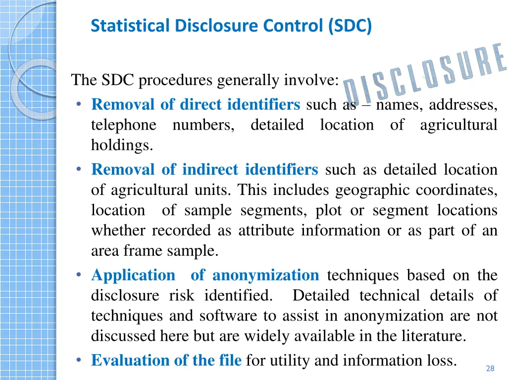 statistical disclosure control sdc