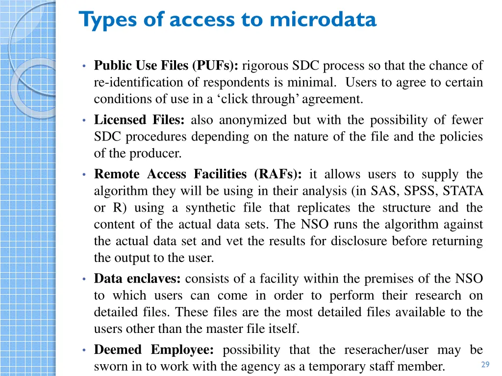 types of access to microdata