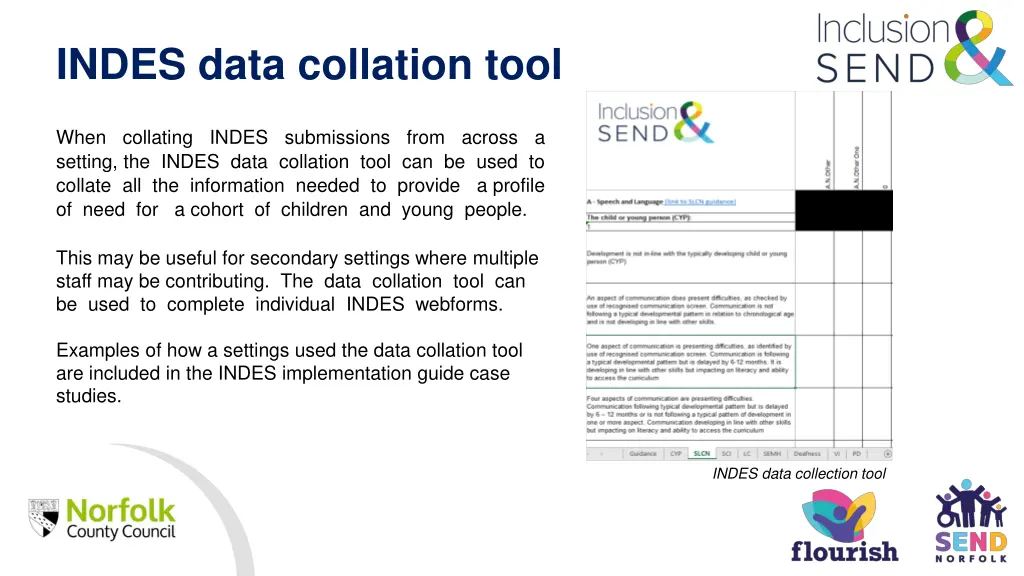 indes data collation tool when collating indes