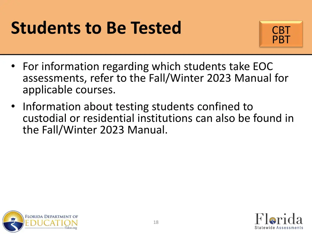 students to be tested