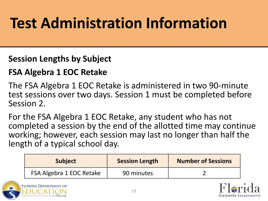 test administration information 2