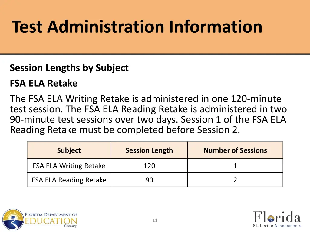 test administration information