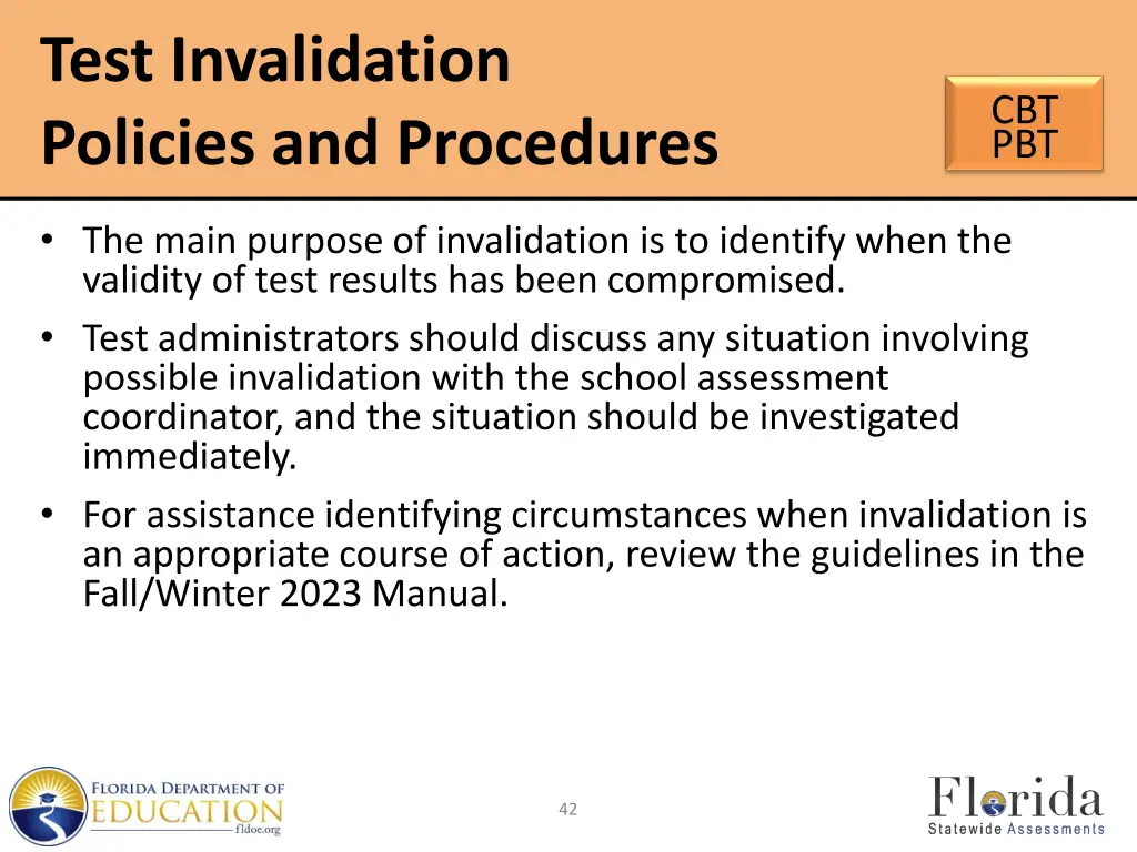 test invalidation policies and procedures